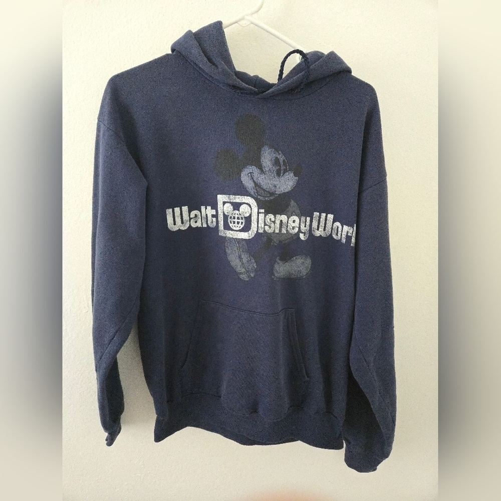 Disneyland Walt Disney World Mickey Mouse Hoodie Mens Size Medium Navy Blue Hane